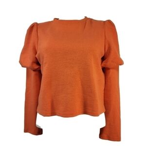 Zara Orange Ruffle Cropped Sweater